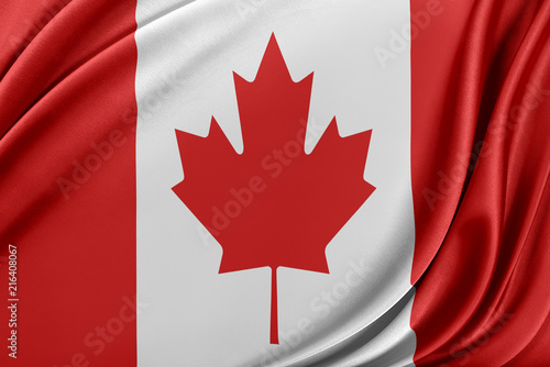 Canada flag with a glossy silk texture.