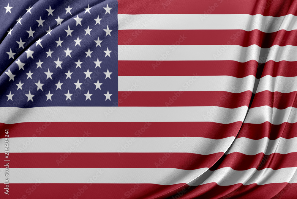 Fototapeta premium United States flag with a glossy silk texture.
