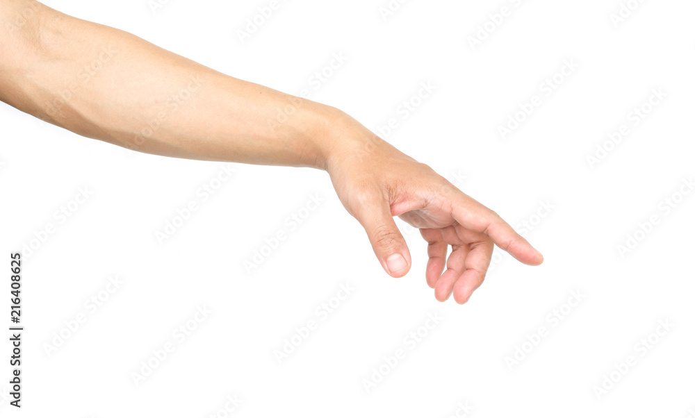 hand of man symbol take or pointing on white background.