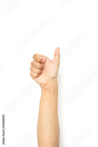 hand of man symbol like or great, excellent on white background.
