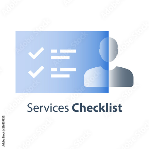 Check list and person, human resources, recruitment concept, job applicant, education enrollment, customer service, opinion poll