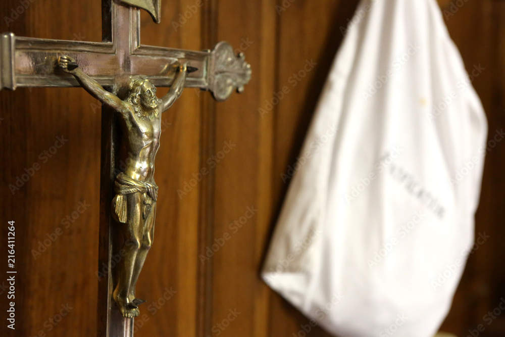 Jesus Christ Sur La Croix Sacristie Jesus Christ On The Cross Sacristy Stock Photo Adobe Stock