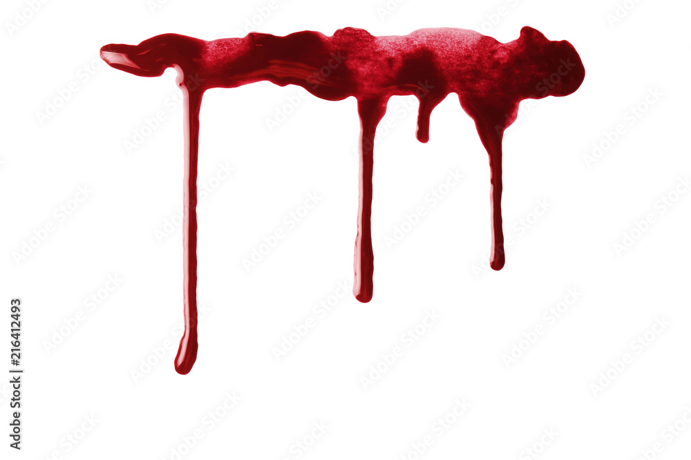 Drops of blood, isolated on white background - obrazy, fototapety, plakaty 