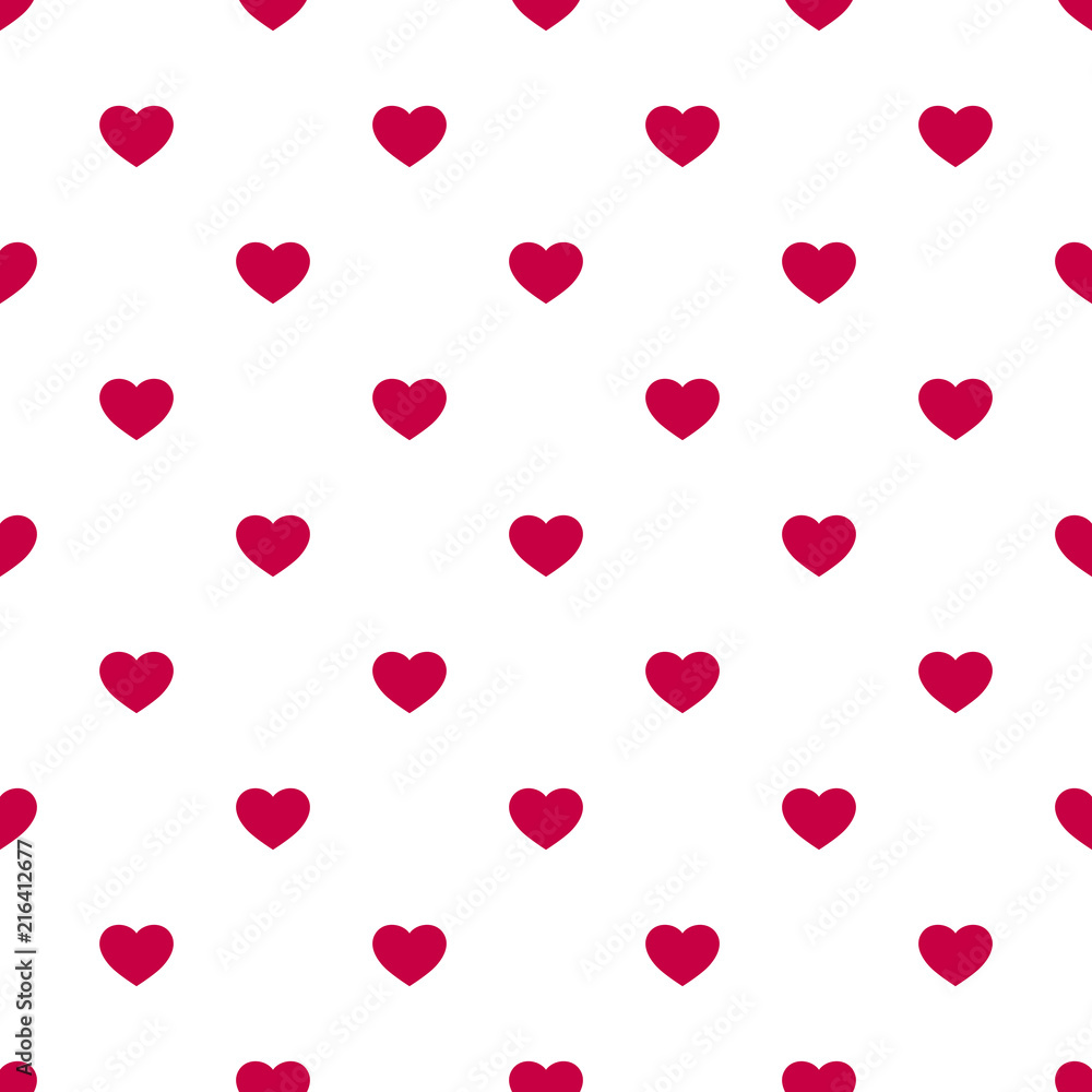 Seamless pattern with small red hearts on white backdrop. Valentines day theme
