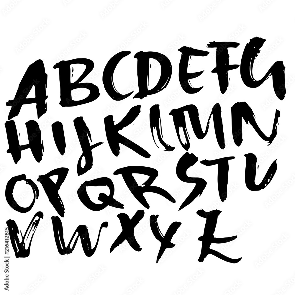 Hand drawn modern dry brush lettering. Grunge style alphabet. Handwritten font. Vector illustration. Hand drawn modern dry brush lettering. Grunge style alphabet. Handwritten font. Vector illustration.