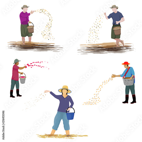 farmer sow rice vector design