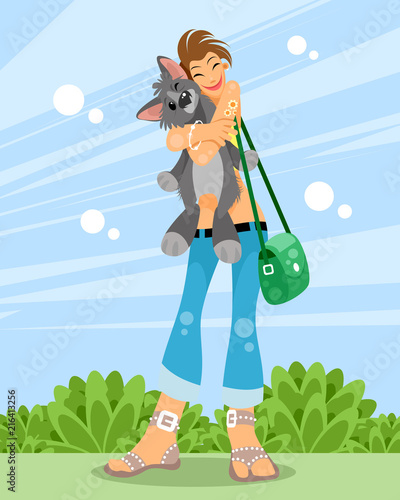 Girl with her pet