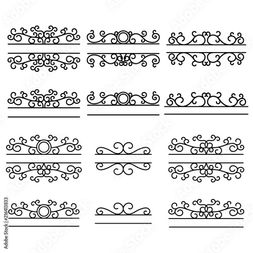 Hand drawn dividers. Split frames. Text divider. Mailbox monogram