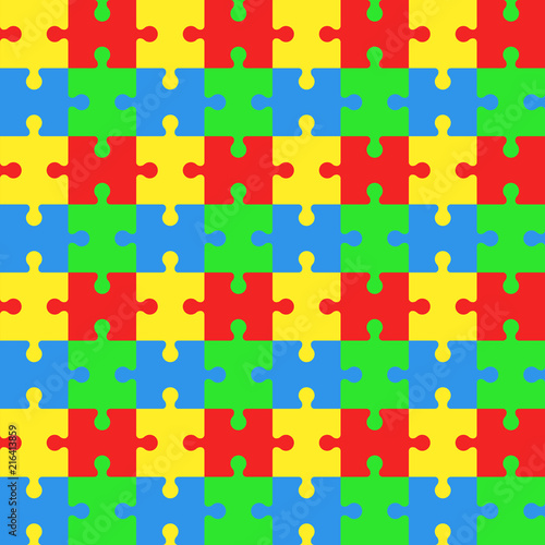 Seamless pattern with puzzles. Jigsaw background. Vector backdrop