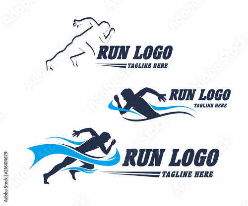 Collection Silhouette Illustration Vector Design, Run Sport Logo Template