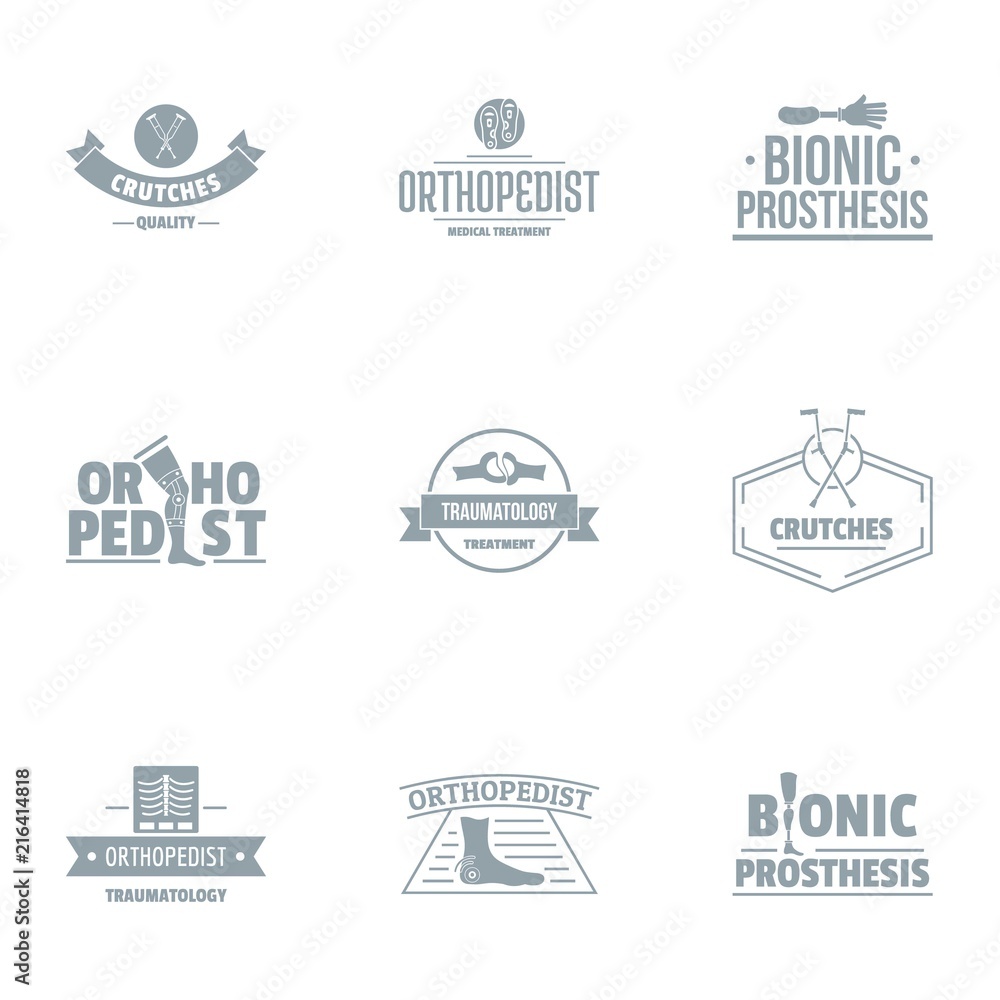 Orthopedic prosthetics logo set. Simple set of 9 orthopedic prosthetics vector logo for web isolated on white background