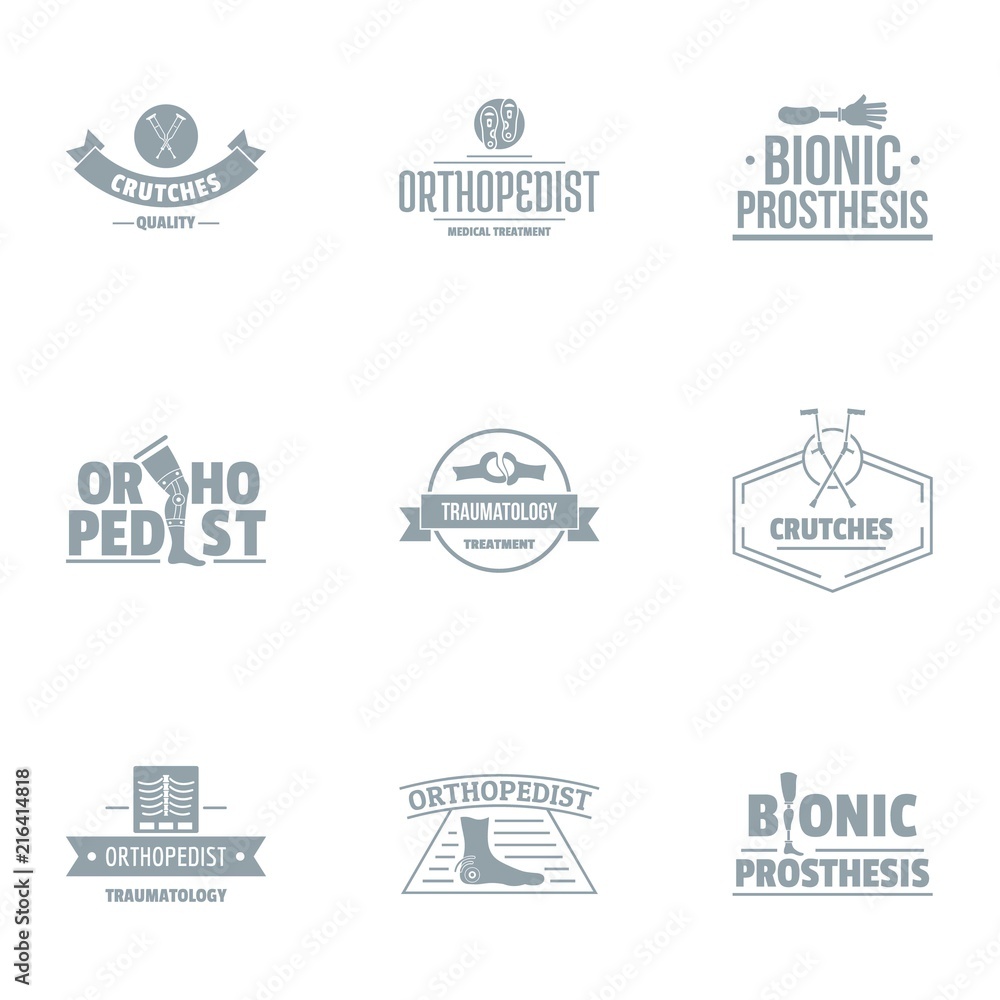 Orthopedic prosthetics logo set. Simple set of 9 orthopedic prosthetics vector logo for web isolated on white background Orthopedic prosthetics logo set. Simple set of 9 orthopedic prosthetics vector logo for web isolated on white background