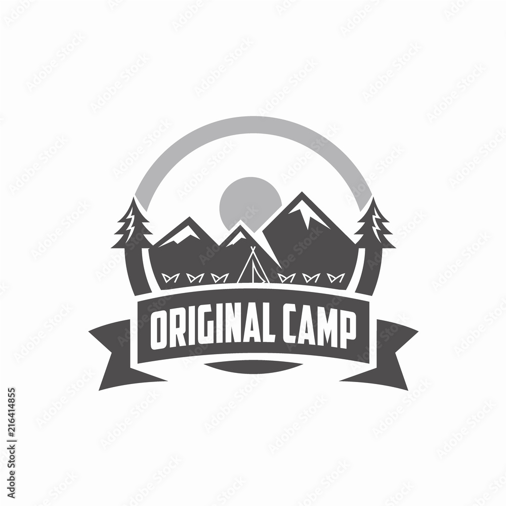 Original Camp Logo Design Concept, Camping Emblem Vector Template Original Camp Logo Design Concept, Camping Emblem Vector Template