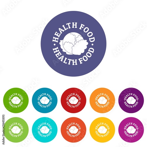 Health food icons color set vector for any web design on white background