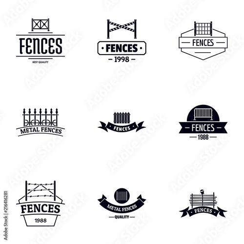 Fence protection logo set. Simple set of 9 fence protection vector logo for web isolated on white background