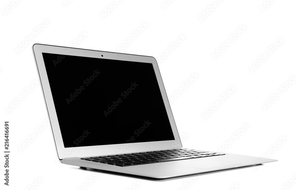 Laptop with blank screen on white background. Modern technology Laptop with blank screen on white background. Modern technology