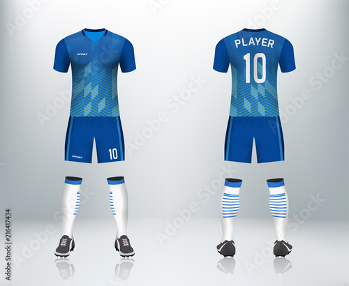Blue soccer jersey uniform set  design in vector illustration
