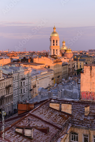View from the roofs to St. Petersburg, the sights of the city from a height