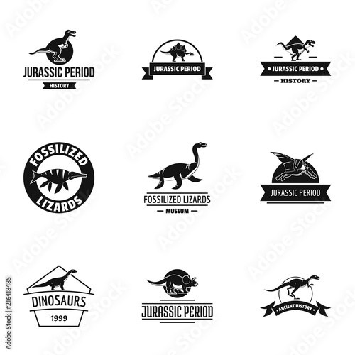 Jurassic period logo set. Simple set of 9 jurassic period vector logo for web isolated on white background