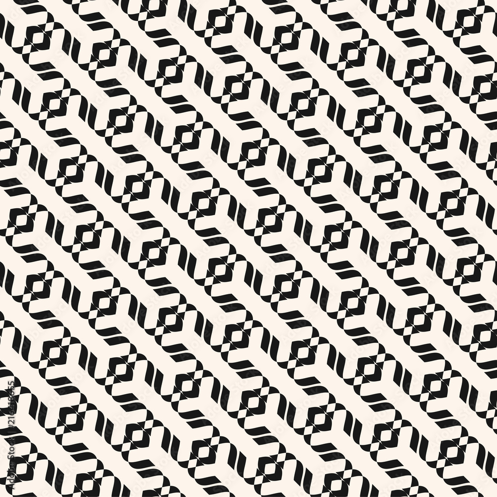Vector abstract geometric ornament. Diagonal seamless pattern. Black and white Vector abstract geometric ornament. Diagonal seamless pattern. Black and white