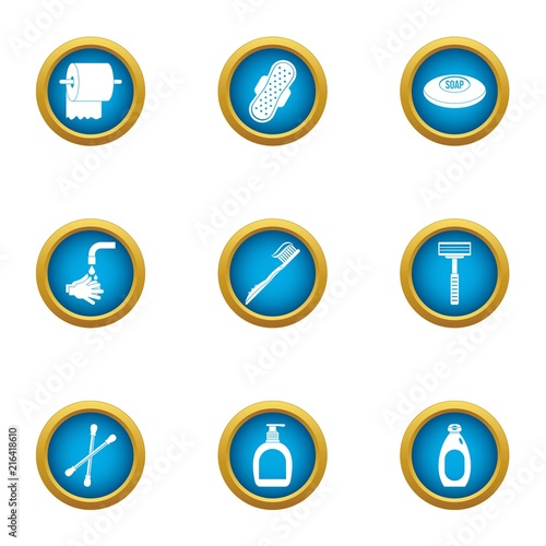 Toilet hygiene icons set. Flat set of 9 toilet hygiene vector icons for web isolated on white background