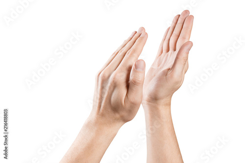 Clapping hands on white background