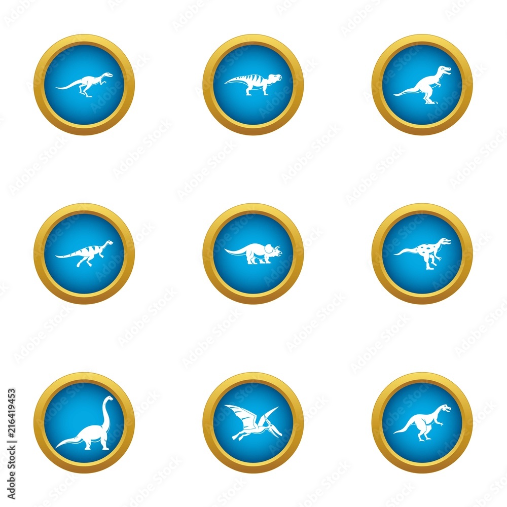 Dinotopia icons set. Flat set of 9 dinotopia vector icons for web isolated on white background Dinotopia icons set. Flat set of 9 dinotopia vector icons for web isolated on white background
