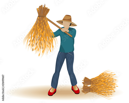 farmer hit the rice vector design
