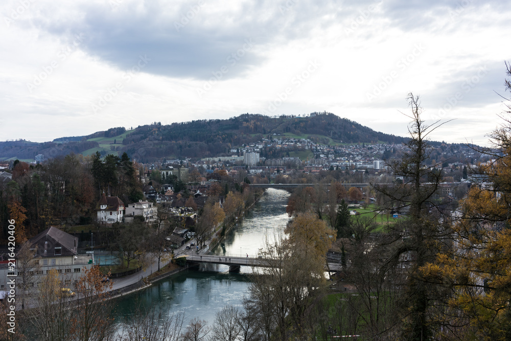 view of aare river in bern capital of switzerland