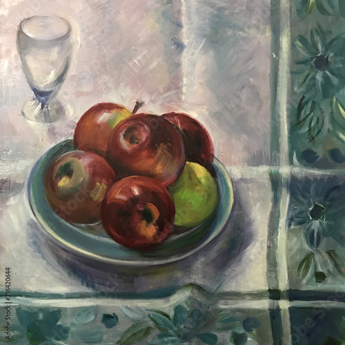 Obraz na płótnie Drawing of tasty fruits juicy apples