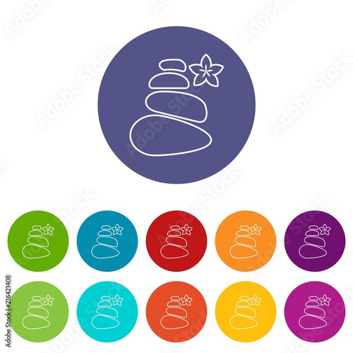 Spa balance stones icons color set vector for any web design on white background