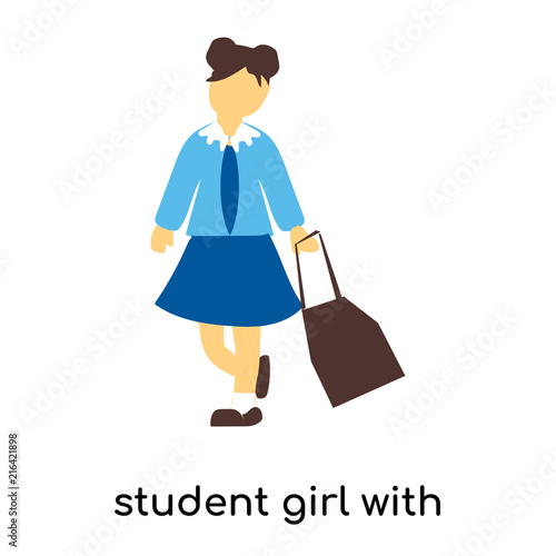 student girl with bag icon isolated on white background. Simple and editable student girl with bag icons. Modern icon vector illustration.
