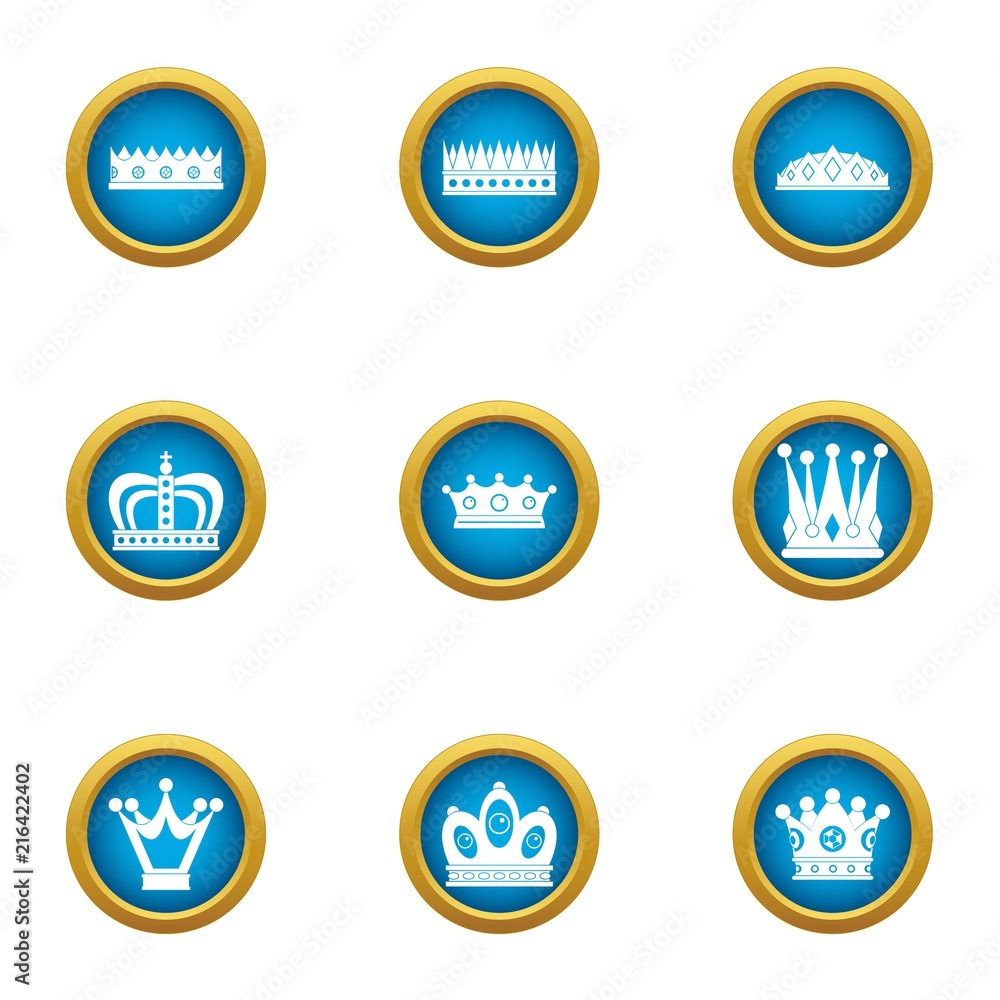 Fototapeta premium Chaplet icons set. Flat set of 9 chaplet vector icons for web isolated on white background