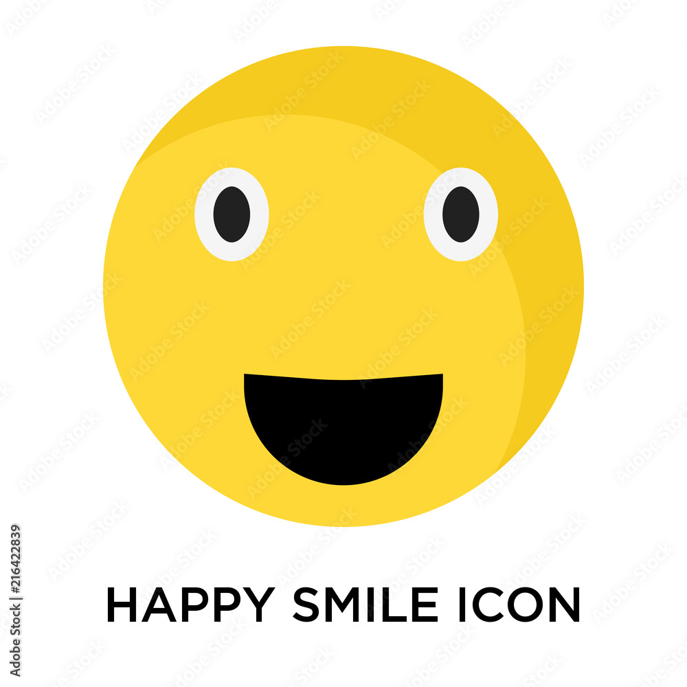 Fototapeta premium Happy smile icon vector sign and symbol isolated on white background, Happy smile logo concept