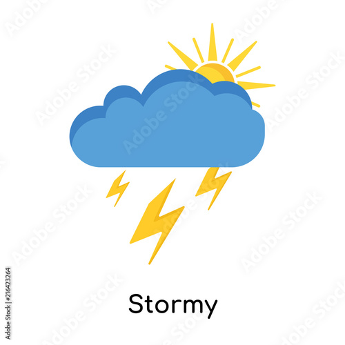 Stormy icon vector sign and symbol isolated on white background, Stormy logo concept
