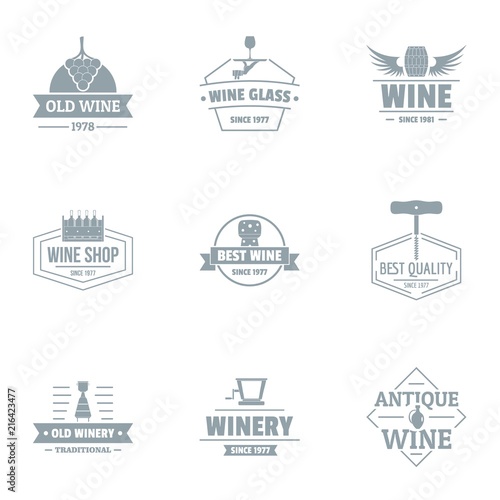 Wine cellar logo set. Simple set of 9 wine cellar vector logo for web isolated on white background