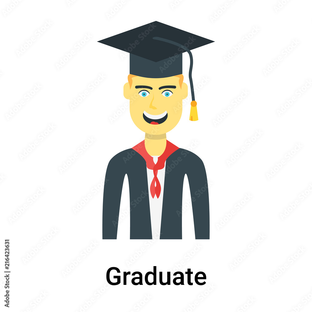 Graduate icon vector sign and symbol isolated on white background, Graduate logo concept Graduate icon vector sign and symbol isolated on white background, Graduate logo concept