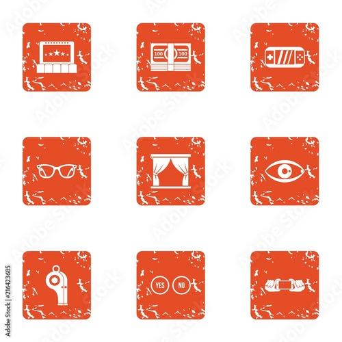 School holiday icons set. Grunge set of 9 school holiday vector icons for web isolated on white background