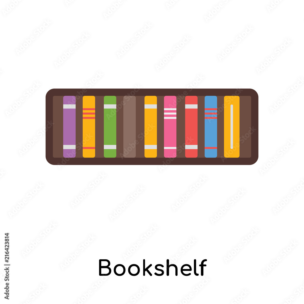 Bookshelf icon vector sign and symbol isolated on white background