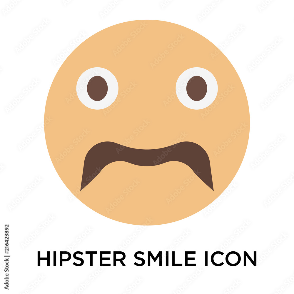 Hipster smile icon vector sign and symbol isolated on white background, Hipster smile logo concept