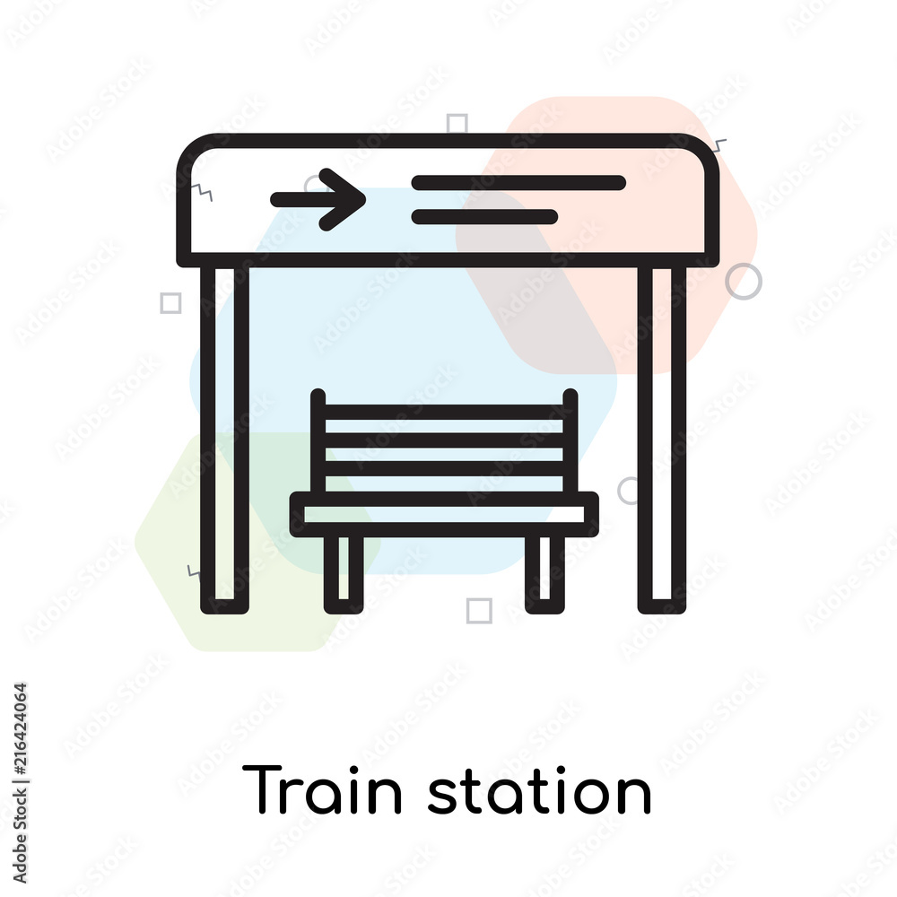 Train station icon vector sign and symbol isolated on white background, Train station logo concept Train station icon vector sign and symbol isolated on white background, Train station logo concept