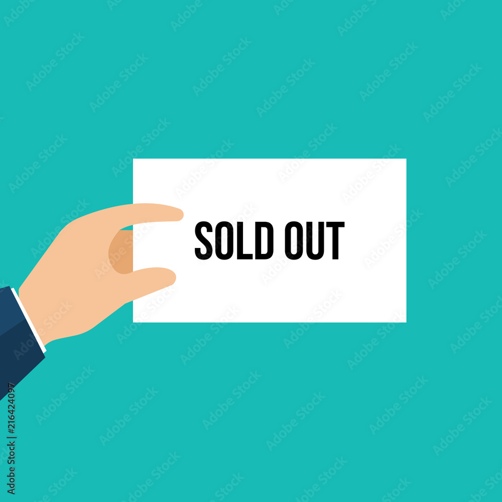Man showing paper SOLD OUT text Man showing paper SOLD OUT text