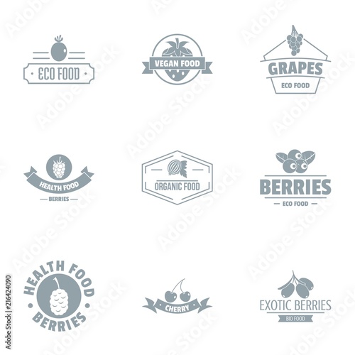 Clean food logo set. Simple set of 9 clean food vector logo for web isolated on white background