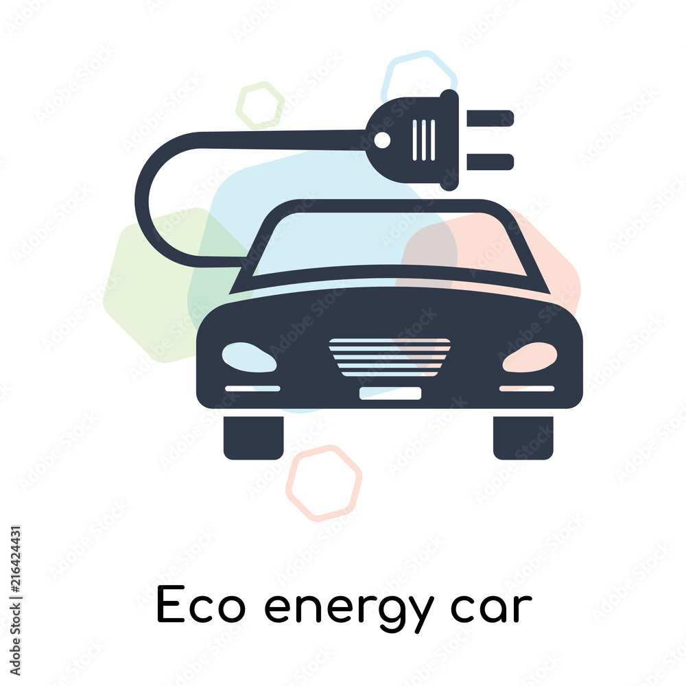 Eco energy car icon vector sign and symbol isolated on white background, Eco energy car logo concept
