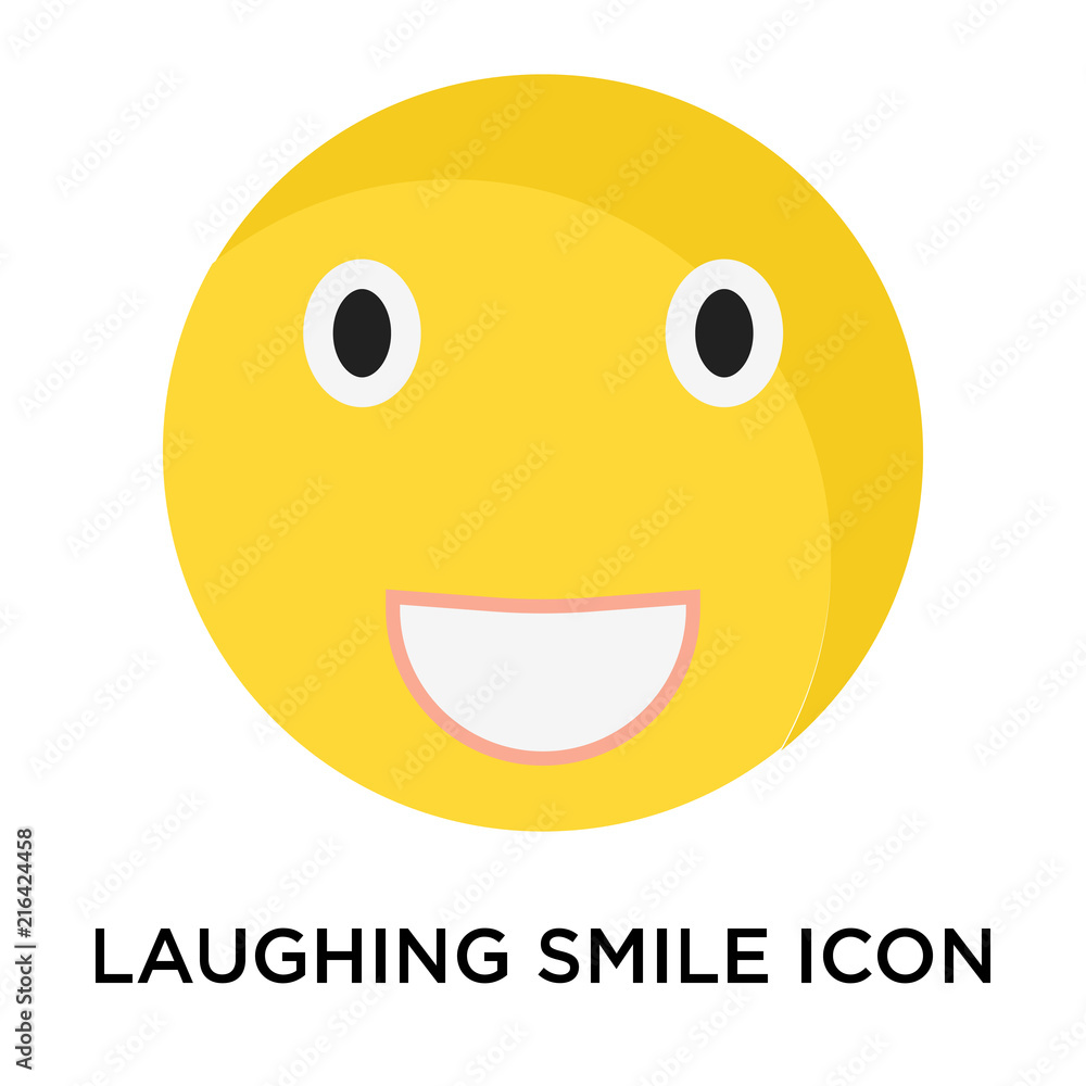 Fototapeta premium Laughing smile icon vector sign and symbol isolated on white background, Laughing smile logo concept