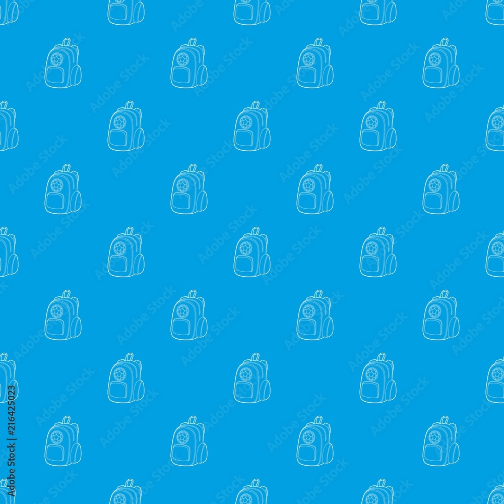 Fototapeta premium School backpack pattern vector seamless blue repeat for any use