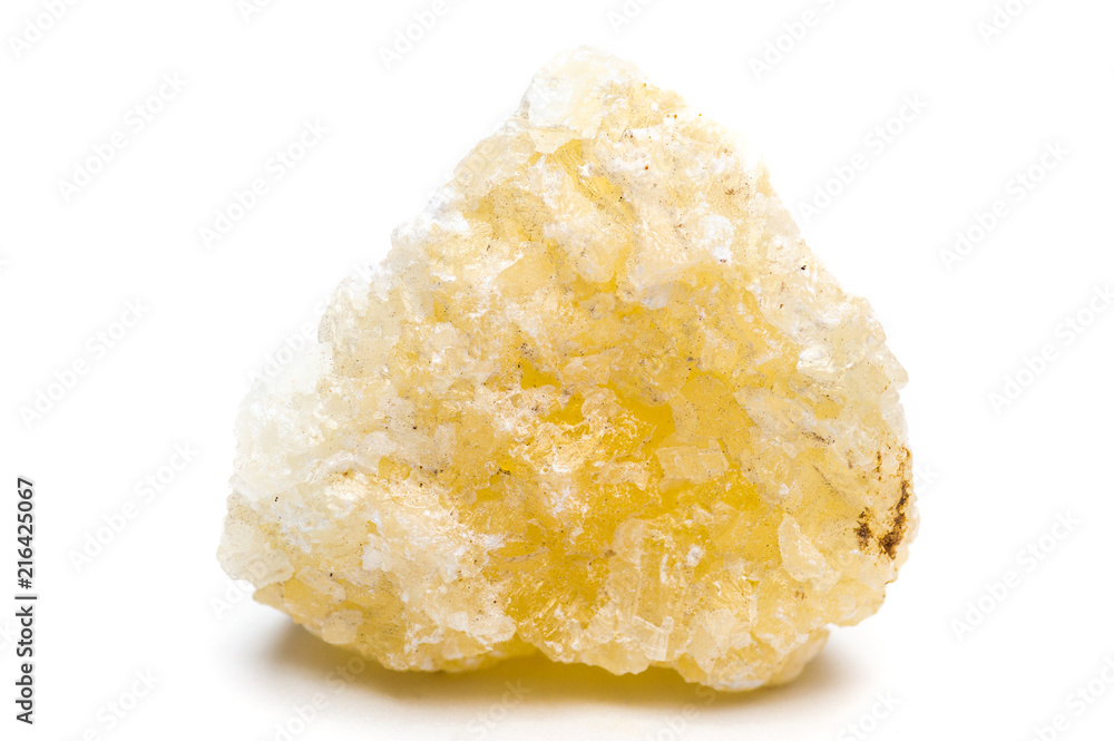 Yellow calcite mineral isolated on white background Yellow calcite mineral isolated on white background