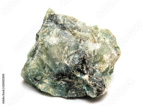 Green beryl - mineral isolated on white background photo
