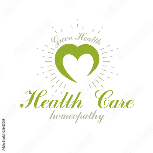 Heart shape vector symbol can be used as wellness center abstract modern logotype in medical treatment organizations. Healthy lifestyle is strong heart.