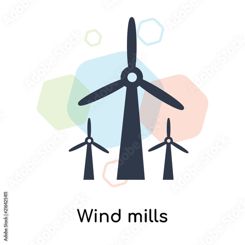 Wind mills icon vector sign and symbol isolated on white background, Wind mills logo concept